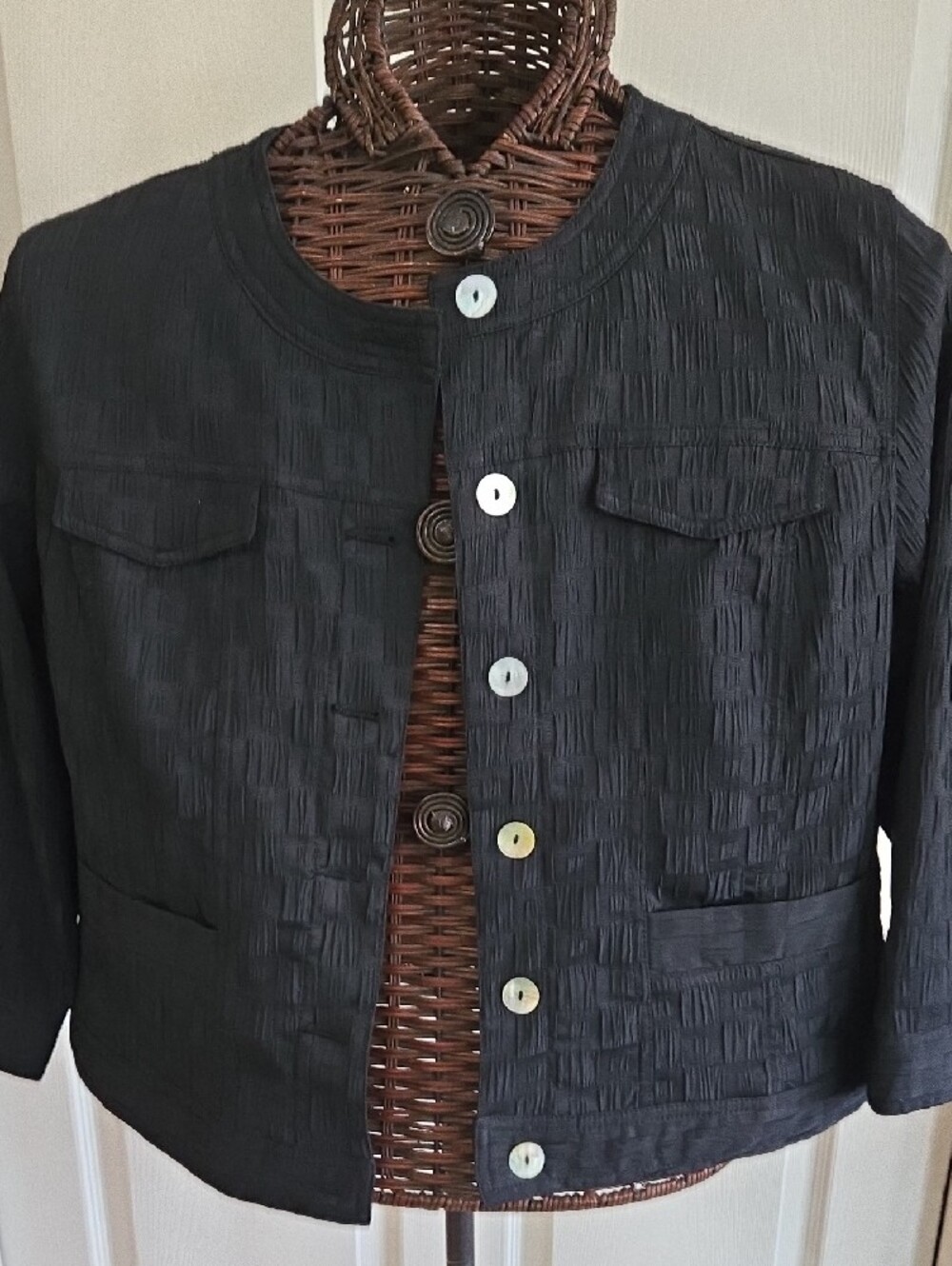 Ruby Rd. Black Textured Cropped Jacket - Picture 3 of 12